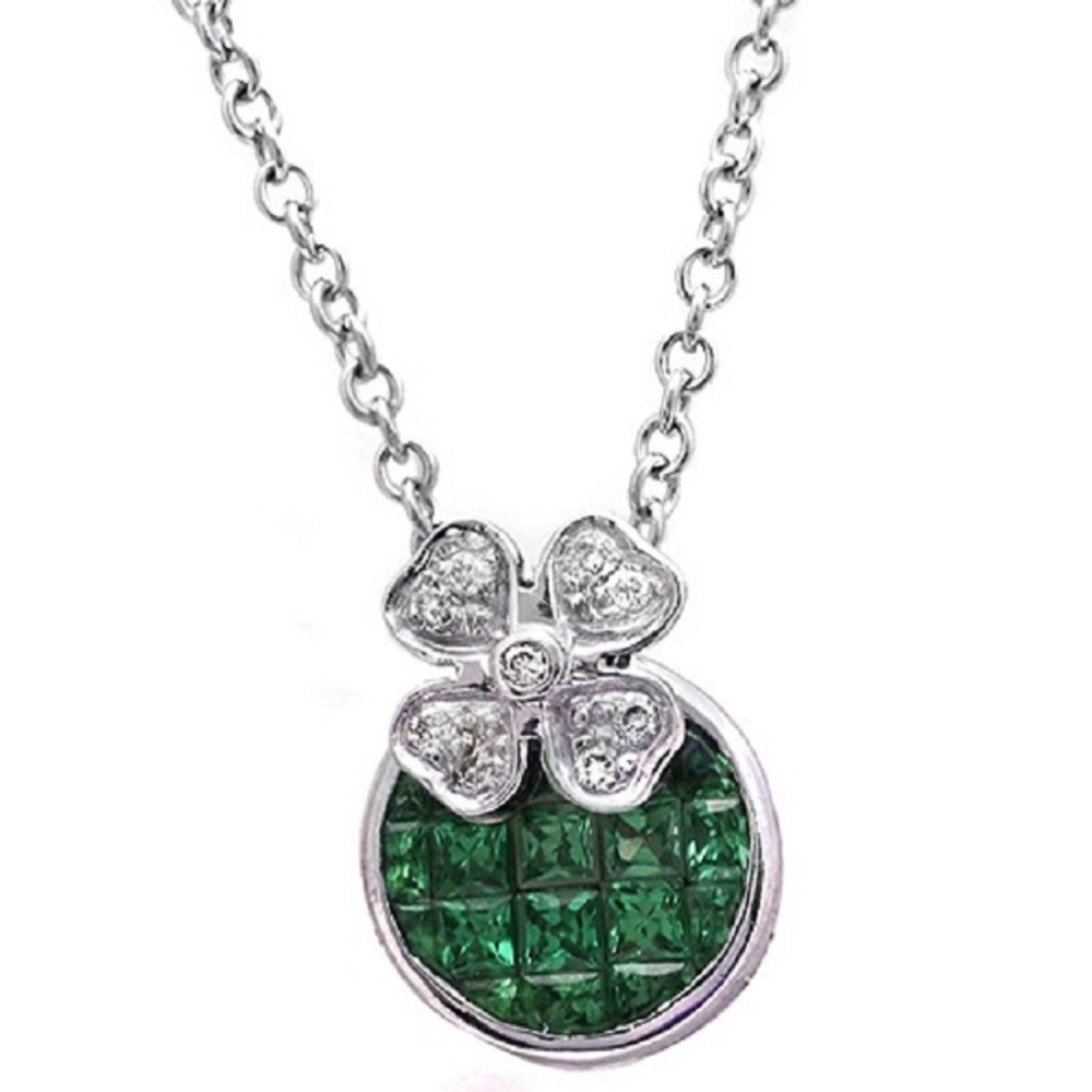 Unbranded 14k White Gold Tsavorite Necklace